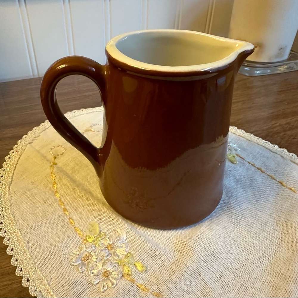 Vintage Hall Pottery Brown Stoneware Creamer - 70s Restaurant Ware